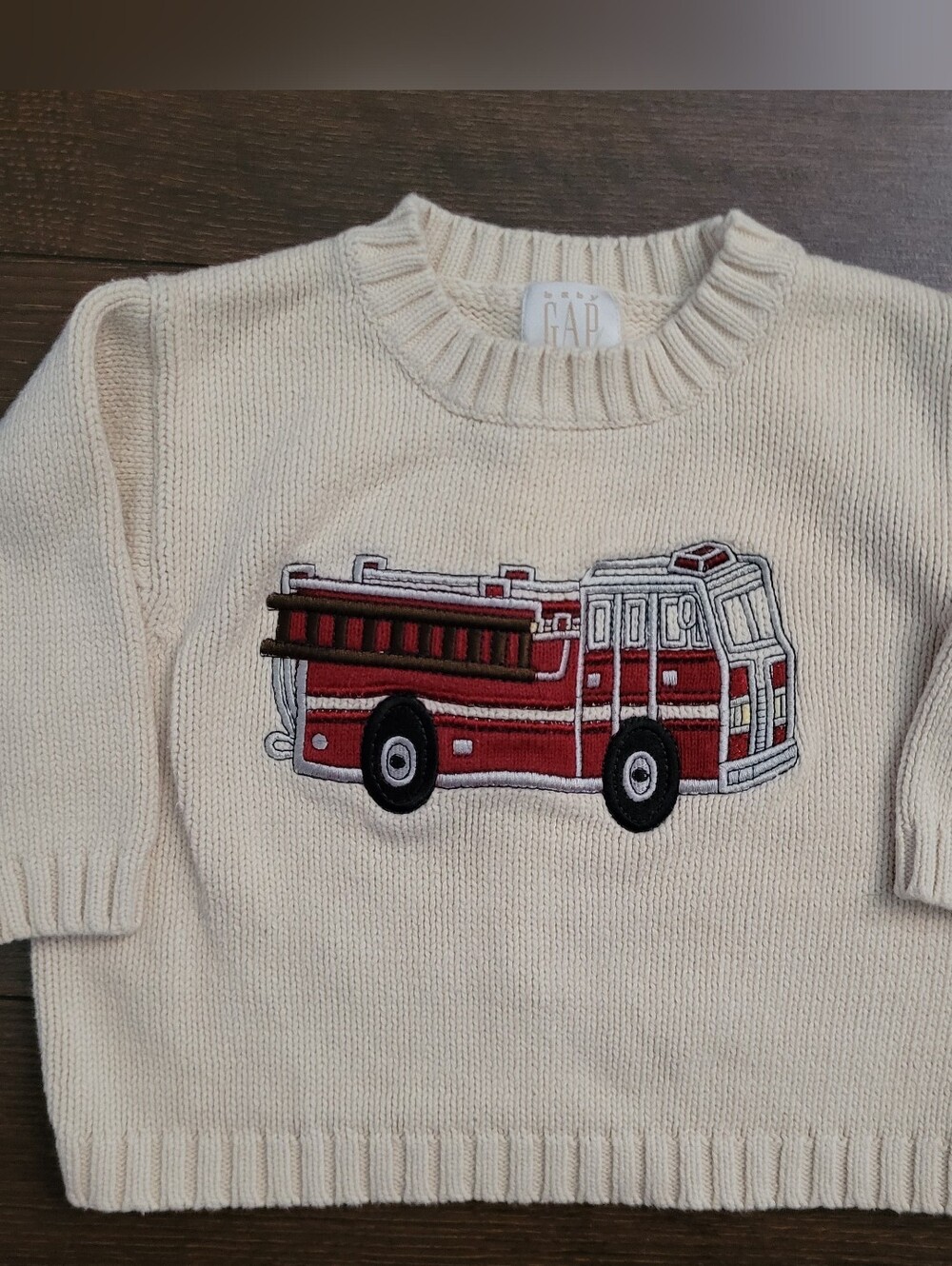 GAP Baby Cotton Sweater with Red Fire Engine